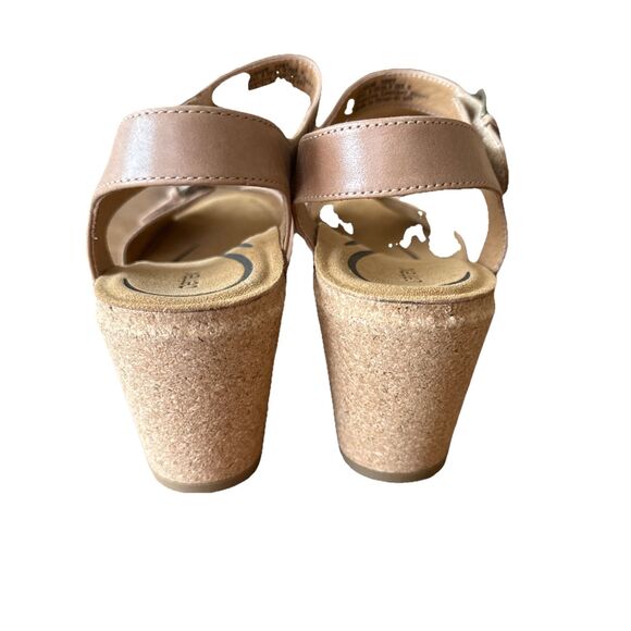 Aetrex Tory‎ Open Toe Heels Camel Beige Womens US Size 10 - Picture 4 of 9